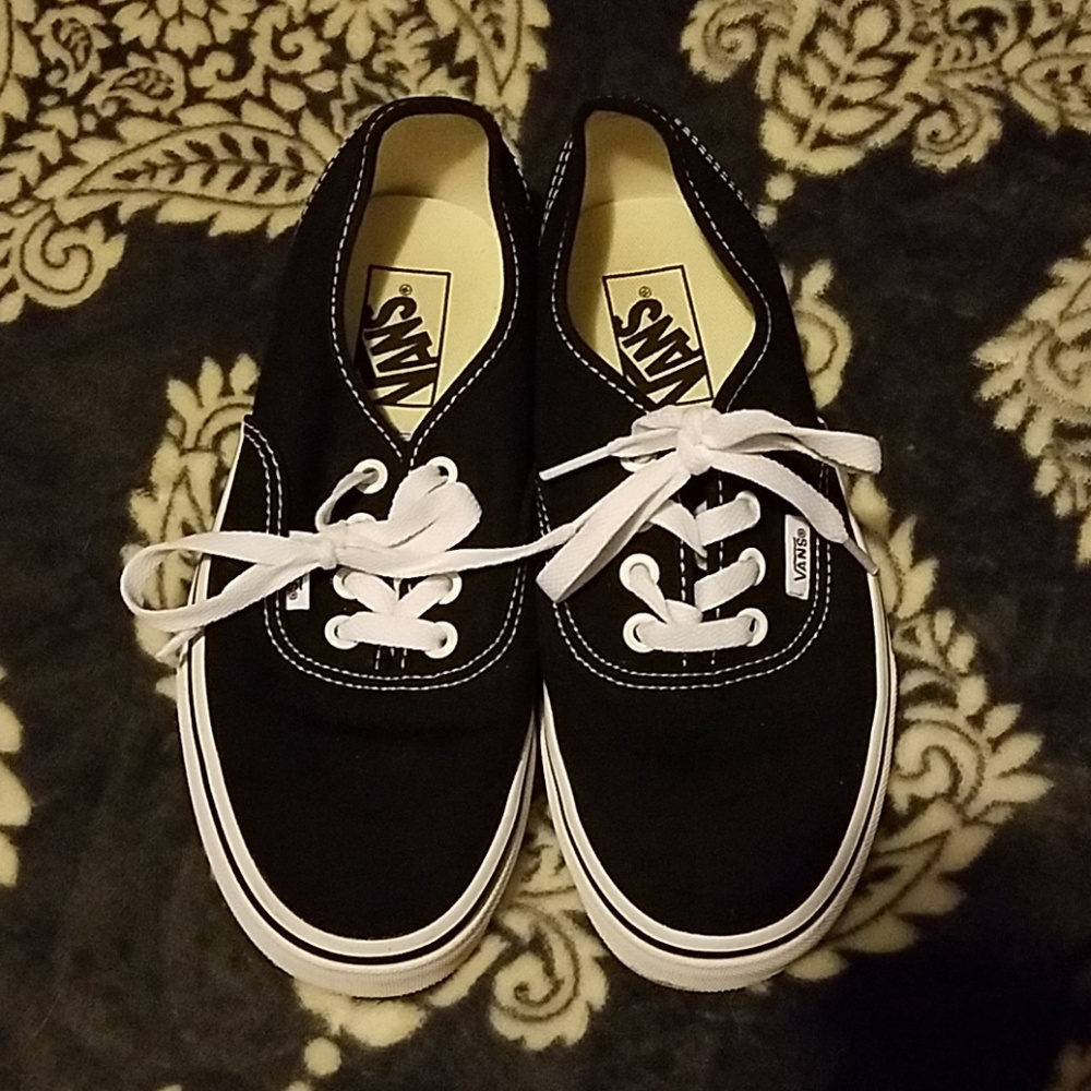Black Vans, size 6.5, worn twice.